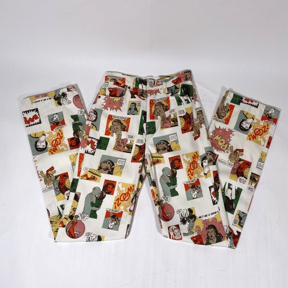 REFORMATION Ivory Multicolor 'Comic' High Rise Straight Leg Jeans - Picture 3 of 8